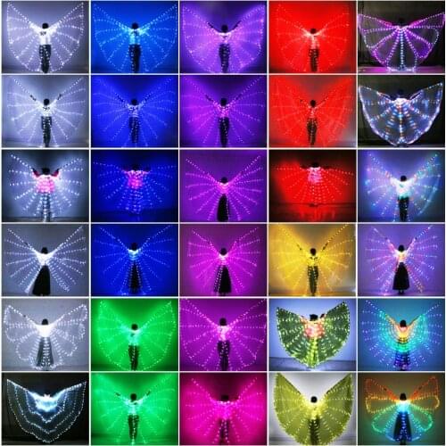 New Belly Dance LED Isis Wings Colorful LED Stage Performance Props Wings Adults Kids Dance Accessories LED Wing With Sticks Bag