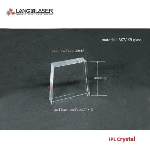 Trapezoidal IPL light guide crystal : 70*15+30*15 , height : 57mm , light guide crystal ,IPL optic glass