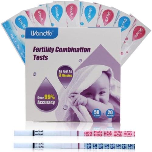 Wondfo 20 x Pregnancy Urine Test Strip HCG Tests kits+ 50 x Ovulation Urine Test Strip LH tests kits