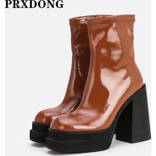 Women Shoes New Fashion Chunky High Heels Platform British Style Ankle Boots For Women Autumn Winter Riding Boots Big Size 34-40