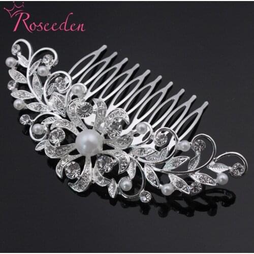 Elegant Wedding Hair Combs with Rhinestones pearls Bridal Hair Accessories for Bridesmaids and Flower Girls headband RE858