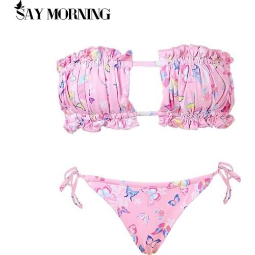 SAY MORNING NEW ARRIVAL 2 /3 Pieces Bikini 2020 New Women Leopard Print High Waist Panties Summer Bandeau Bikini Underwear