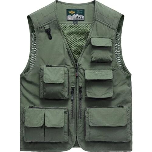 Summer Mens Vest Spring New Mesh Multi-pockets Military Vest Fishing Tooling Vests for Men Chaleco Hombre Weste Plus Size M-6XL