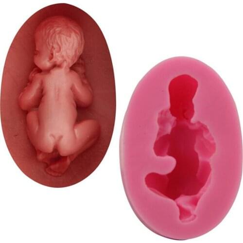 10pcs/lot 3D Sleeping Baby Doll Silicone Cake Mold Face Down Baby Party Fondant Cake Decorating Tools Cupcake Chocolate