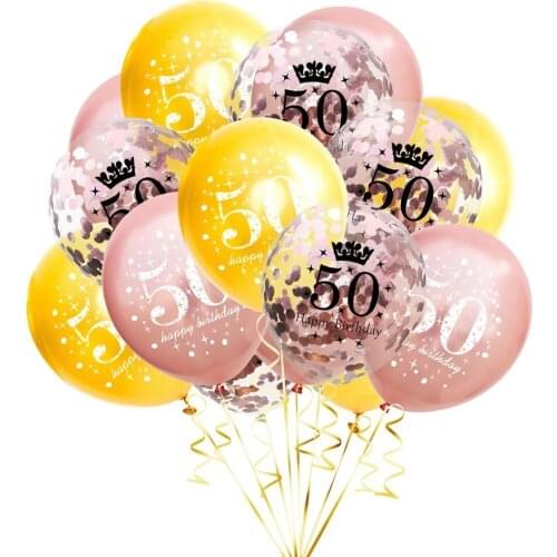 10pcs/lot Rose Birthday balloon writting number 16 18 30 40 50 60 70 80 90 years old Birthday party digital ballon Latex Globos