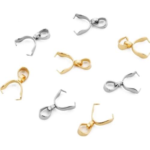 10pcs/lot 316L Stainless Steel 3x15 4x17 5x19mm Pinch Bail Clasp Gold Steel Tone Bale Pendant Connector for DIY Jewelry Making