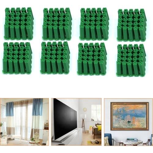 100x Self Tapping Screw Expansion Tube Plastic Screw Expansion Tube Pipe M6 Green Rubber Plug Plunger Anchor Plug