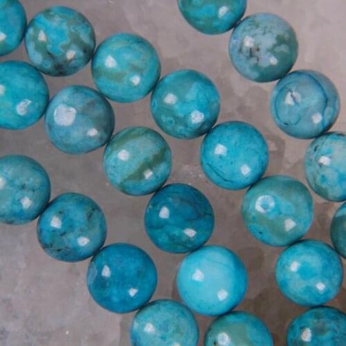 12MM Blue Luck Stone Round Loose Beads Strand 14.5 Inch Jewelry For Gift Making B279