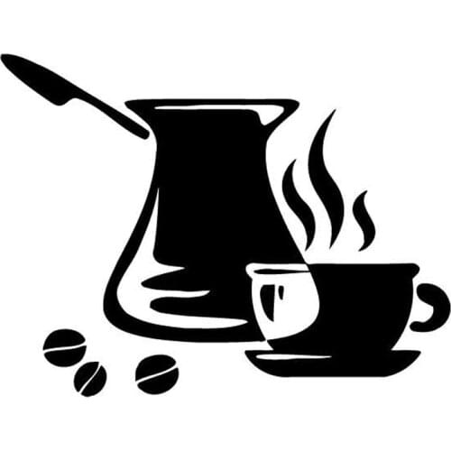 16.7cm*12.7cm Coffee Cup Fashion Car Styling Decor Vinyl Stickers Decals Black/Silver S3-6290