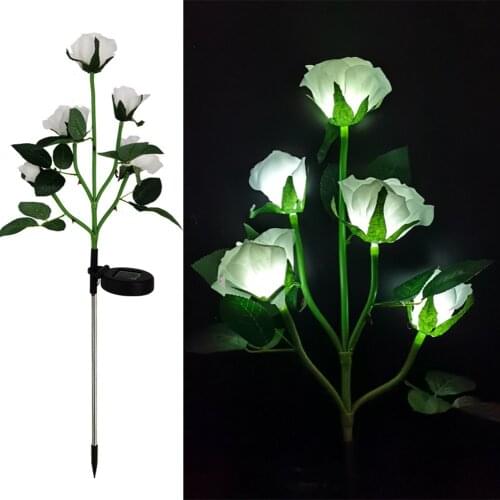 5 Heads Rose Solar Flower Light Solar Waterproof Power Lawn Lamp Landscape Lights For Garden Yard Decoration