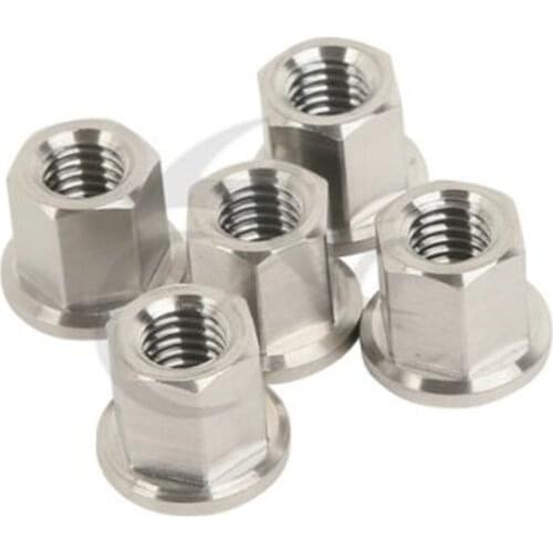 Universal 8mm M8 x 1.25 Pitch Titanium Exhaust Manifold Flange Locking Nuts 12mm Hex 5pcs Motorcycle