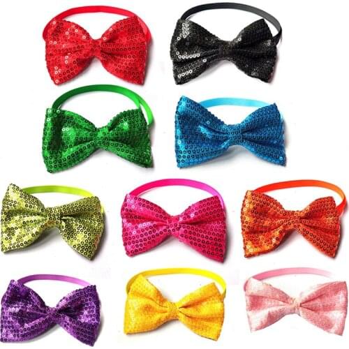 50pcs Dog Accessories Sequin Dog Bow Ties Adjustable Cat Puppy Collar Bowties Pet Grooming Product
