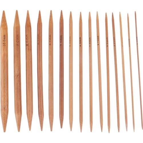 75 Pieces 2mm-10mm Double Pointed Carbonized Bamboo Knitting Needles Crochet Set