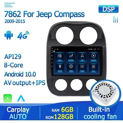 8- Core 128GB Android 10.0 IPS Screen For Jeep Compass 1 MK 2009-2015 Car Radio Multimedia Video Player Navigation GPS 4G Wifi