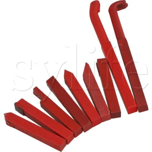 9 PCS YW1 Alloy Tool Bit Iron Brazed Carbide Lathe Turning Tool Red 8*8mm
