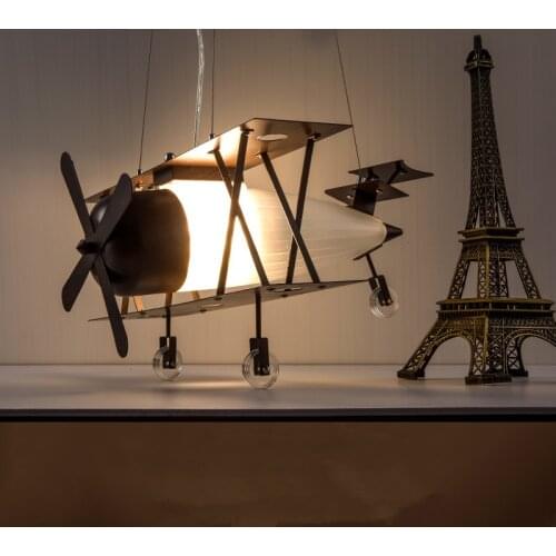 Artpad American Retro Industrial Style 30W Aircraft led Kids Iron Pendant Light Dining Room Children room Airplane Pendant Lamp