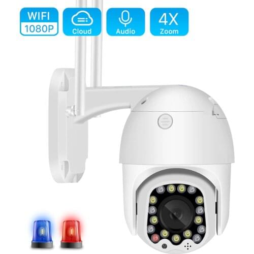 1080P Siren Alarm Wifi PTZ Camera Outdoor 2MP Dual Antennas Cloud Home Security CCTV Camera 4X Digital Zoom Wireless IP Camera