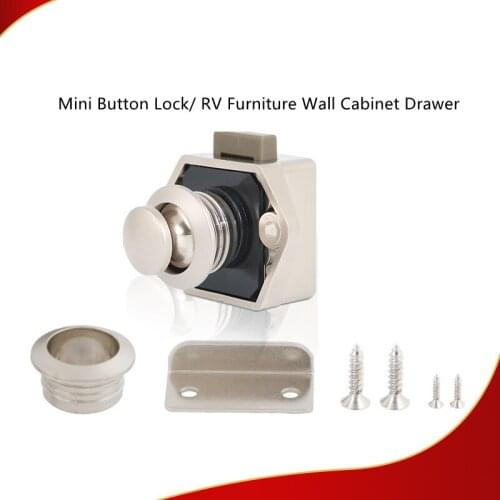 RV Furniture Wall Cabinet Drawer Lock Mini Button Lock Camper Car Push Lock Caravan Boat Drawer Latch Furniture Hardware Lock