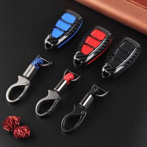 Carbon Fiber Style Smart Remote Key Cover Case Keychain For Ford Focus MK3 MK4 Kuga Fiesta C-Max Galaxy
