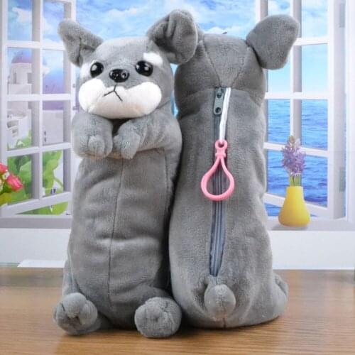 Cure Cartoon Plush Dog Pencil Case Animal Pen Bag For Kids School Supplies Stationery