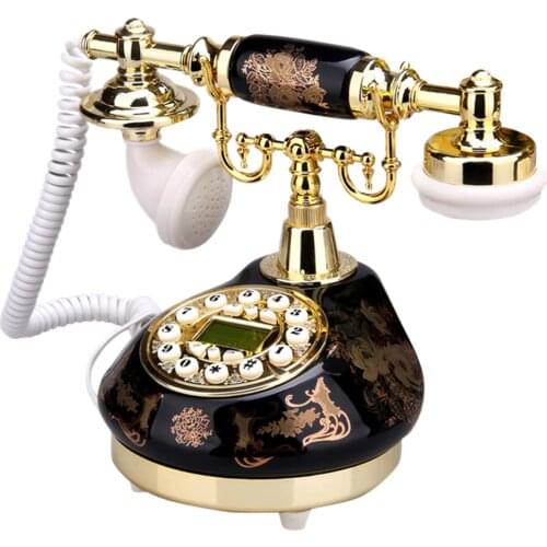 Black Antique Telephone Corded Retro Home Phones Old Fashion Ceramic Landline Telephone Vintage Telephones for Home Office Decor