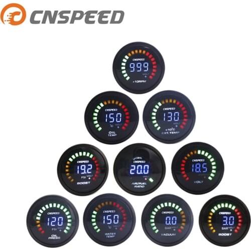 CNSPEED 2" 52 MM Digital LED Drive Rod 20 psi Oil press voltmeter air/fuel temperature EGT RPM meter YC101338