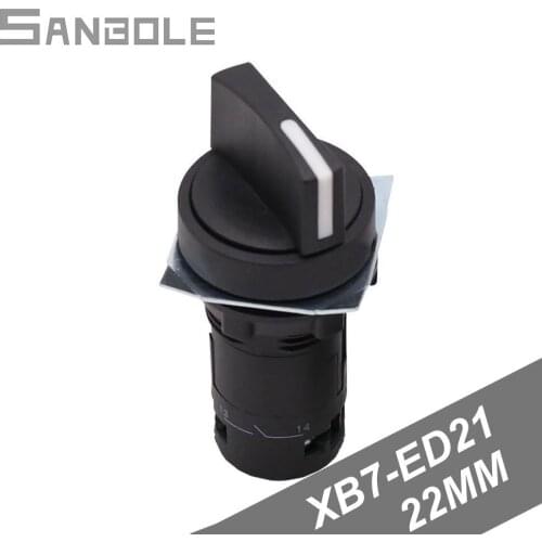Cylindrical Integrated Handle XB7-ED21 2 Archives Knob Switch Plastic Opening 22MM Conversion Knob Self-locking Switches (5pcs)