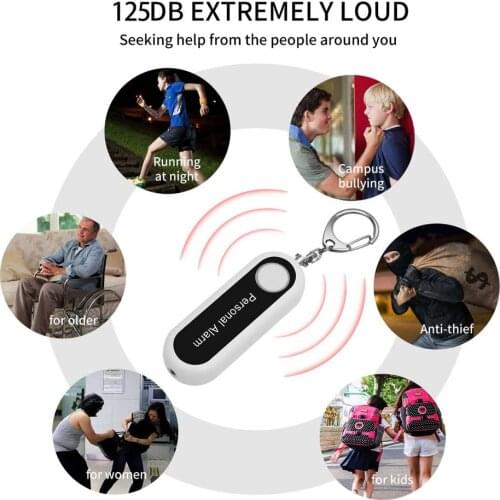 Ladies Self-defense Keychain Security Back-Clamp Portable Alarm System SOS LED Drop Shipping Security Alarm Type Equipment