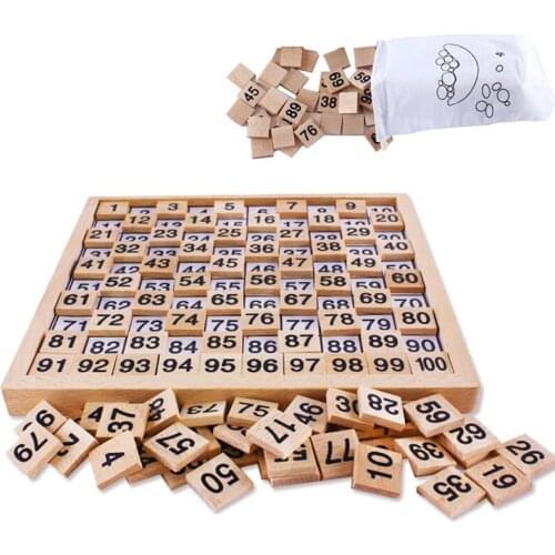 Wooden Montessori Material Mathematics Teaching Beech 1-100 Digital Cognitive Board Early Educational Math Toys