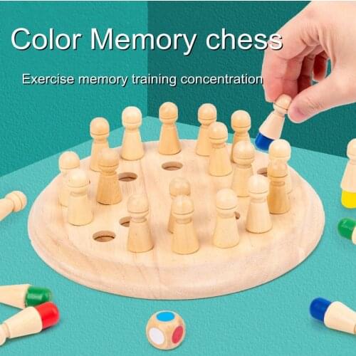Kids Wooden Toy Puzzles Color Memory Chess Match Game Intellectual Children Party Board Games Baby Educational Learning Toys