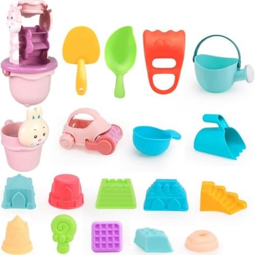 Childrens Beach Toy Suit Hourglass Baby Summer Water Play with Sand Outdoor Soft Rubber Shovel Beach Buggy Toys