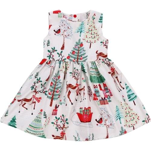 Toddler Kid Baby Girl Dress Christmas Costumes Cartoon Deer Sleeveless Party Tutu Dress For Girls Clothes 2-6Y