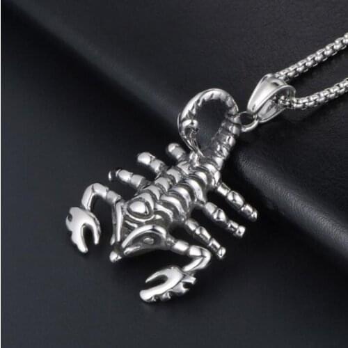 European and American Popular Fashion Punk Stainless Steel Analog Scorpion Pendant Necklace Mens Rock Party Biker Jewelry