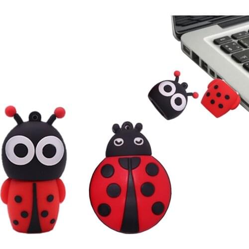 Pendrive real capacity pen drive 128gb cartoon Ladybug usb flash drive 64GB 32GB 16GB 8GB 4GB memoria usb stick creative cle usb