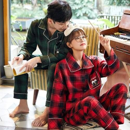 Lovers Sprng And Autumn Cotton Full Sleeve Cardigan Cotton Cotton Grid Leisurewear Suit