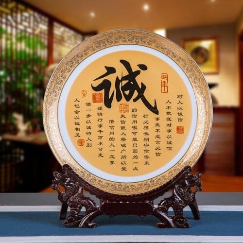 Jingdezhen Ceramics Decoration Home Hanging Plate Chinese Crafts Living Room Liquor Cabinet Point Decoration Plate