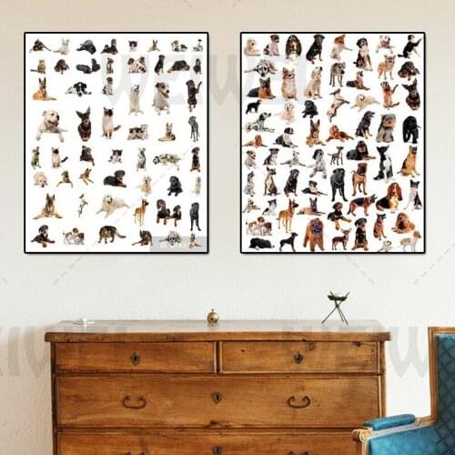 Canvas Painting Wall Art Animal Posters Various Dogs and Names and Various Carnivore Home Decorations for The Living Room