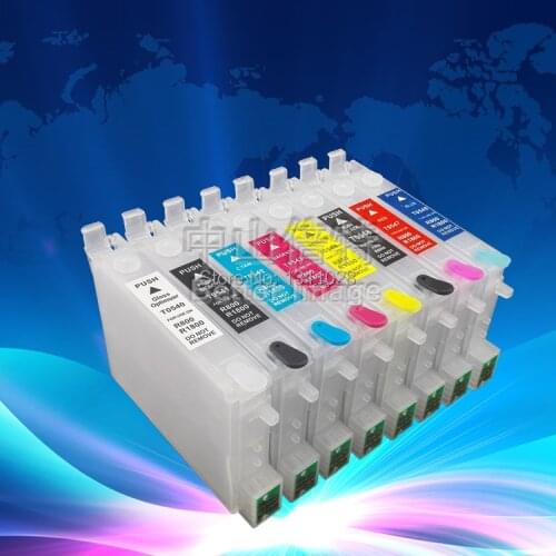INK WAY Free shipping,T0540-T0549 R800 R1800 Refillable ink cartridge for Stylus Photo R800,R1800 with ARC,1 Set, 8 PCS