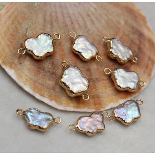 10pcs/lot Natural Freshwater Pearl Butterfly Shaped Connector Charms For DIY Handmade Jewelry Making Accessories