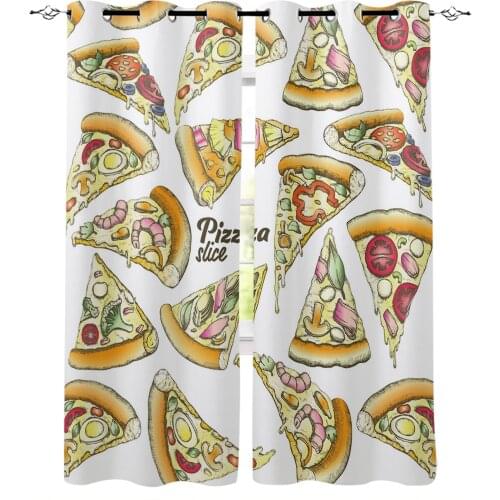 Slice Pizza Burrito Window Curtains for Living Room Bedroom Kitchen Modern Curtains Home Decoration Drapes Blinds