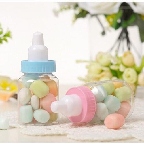 12Pcs Mini Feeding-Bottle Shaped Candy Bottle Box Baby Shower Gift Baptism Christening Brithday Party Favors
