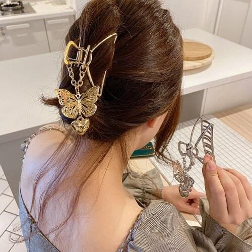 Fashion Vintage Hollow Metal Butterfly Hair Claw Hair Claw Female Gold Butterfly Hollow Pendant Bridal Hair Accessories Jewelry