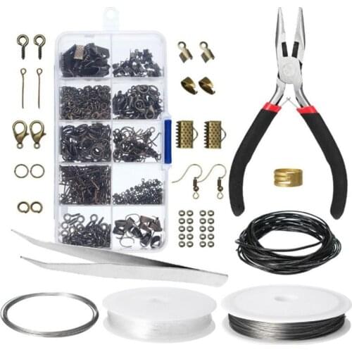 Jewelry Making Supplies Kit Alloy Accessories Findings Set for Jewelry Making Tools Open Jump Rings Lobster Clasp Earring Hook
