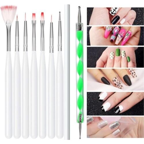 Nail Dotting Kit DIY Manicure Pens Nail Rhinestones Powders Set Acrylic Painting Brush Dotting Pen Nail Art Tape Decor