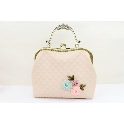 PU Fabric Material Kit Purse Gold Frame Handmade Bags Sewing Chain Womens Party Bags Lady Handbag