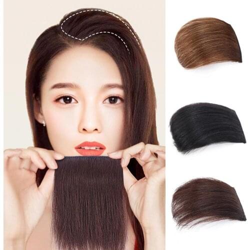 Wig Pads Invisible Thicken Hair Human Hair Smooth Fluffy Hair Extension Clip Fringe Hair Pieces False Synthetic Hair for Beauty