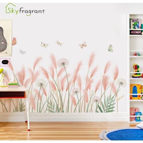 Reed Flower Dandelion Bedside Baseboard Sticker House Bedroom decoration Fresh Home decor Background Wall stickers Self-adhesive
