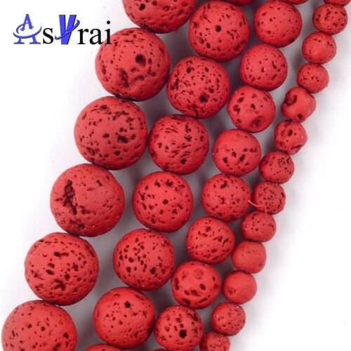 Natural Stone Red Hematite Lava Stone Matte Round Beads For Jewelry Making Spacer Loose Beads 4mm-12mm Diy Bracelets Necklace15"