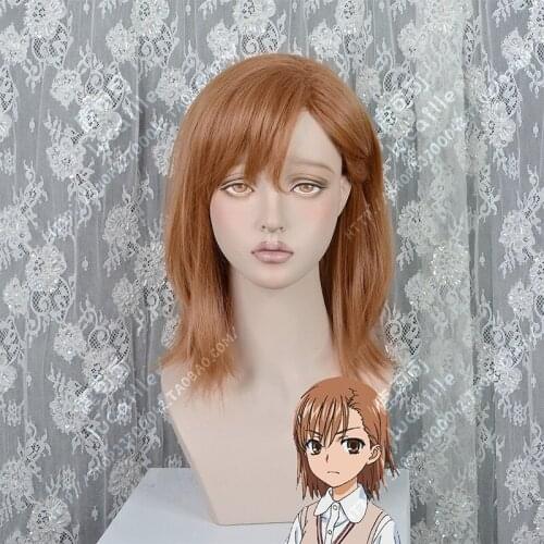 Anime Toaru Majutsu no Index III Mikoto Misaka Brown Short Straight Wig Cosplay Costume Heat Resistant Synthetic Wig+ Wig Cap