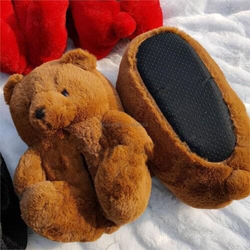 Plush Warm House Shoes Women Teddy Bear Slippers Soft Plush Home Indoor Slipper Ladies Cute Cartoon Funny Female Shoes Footwear
